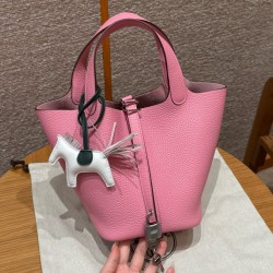 에르메스 Hermes Picotin lock 18cm clemence 5P Pink/sliver