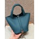 에르메스 Hermes Picotin lock 18cm clemence 7W Blue izmir/silver