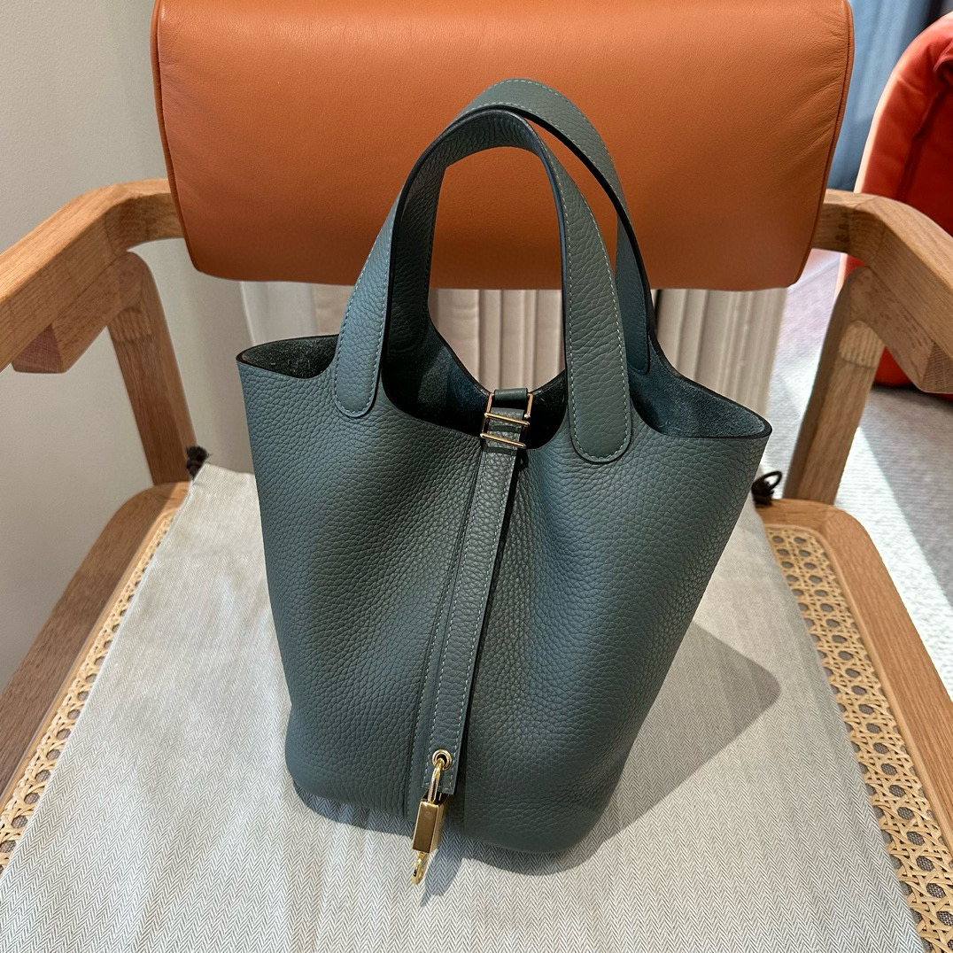 에르메스 Hermes Picotin lock 18cm clemence 63 Vert Amanda/gold