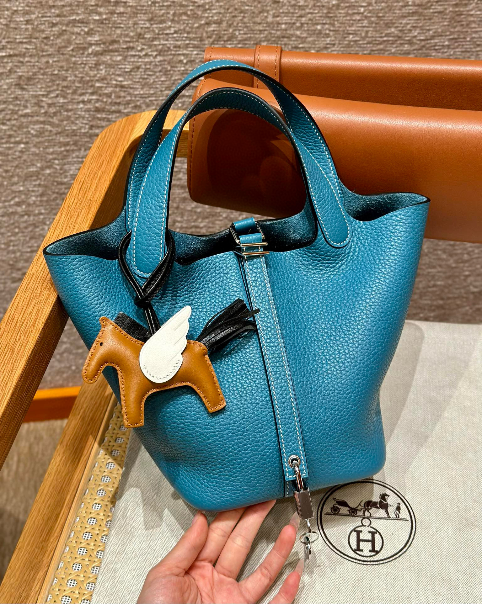 에르메스 Hermes Picotin lock 18cm clemence 75 Blue Jean/sliver