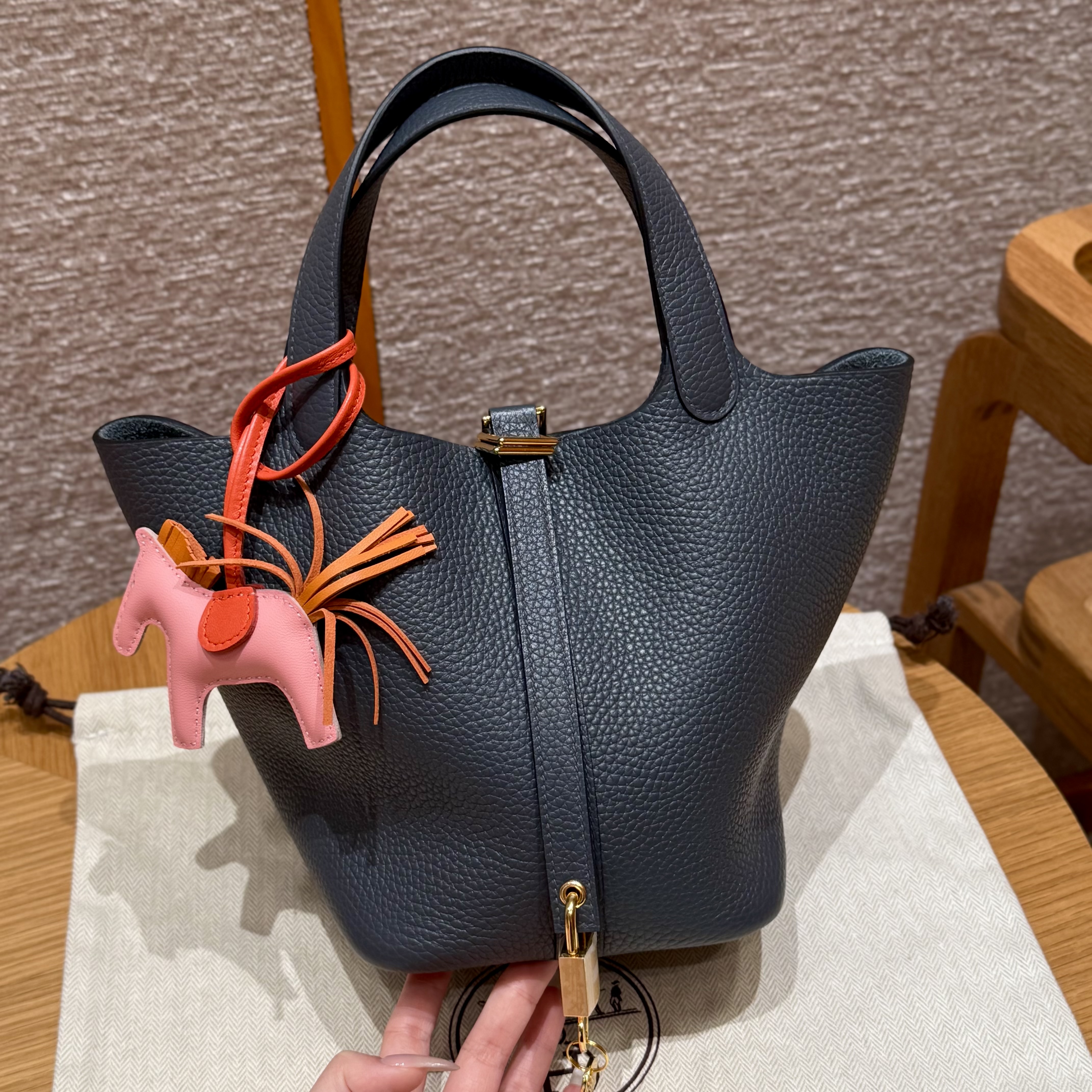 에르메스 Hermes Picotin lock 18cm clemence 85 Ardoise/gold