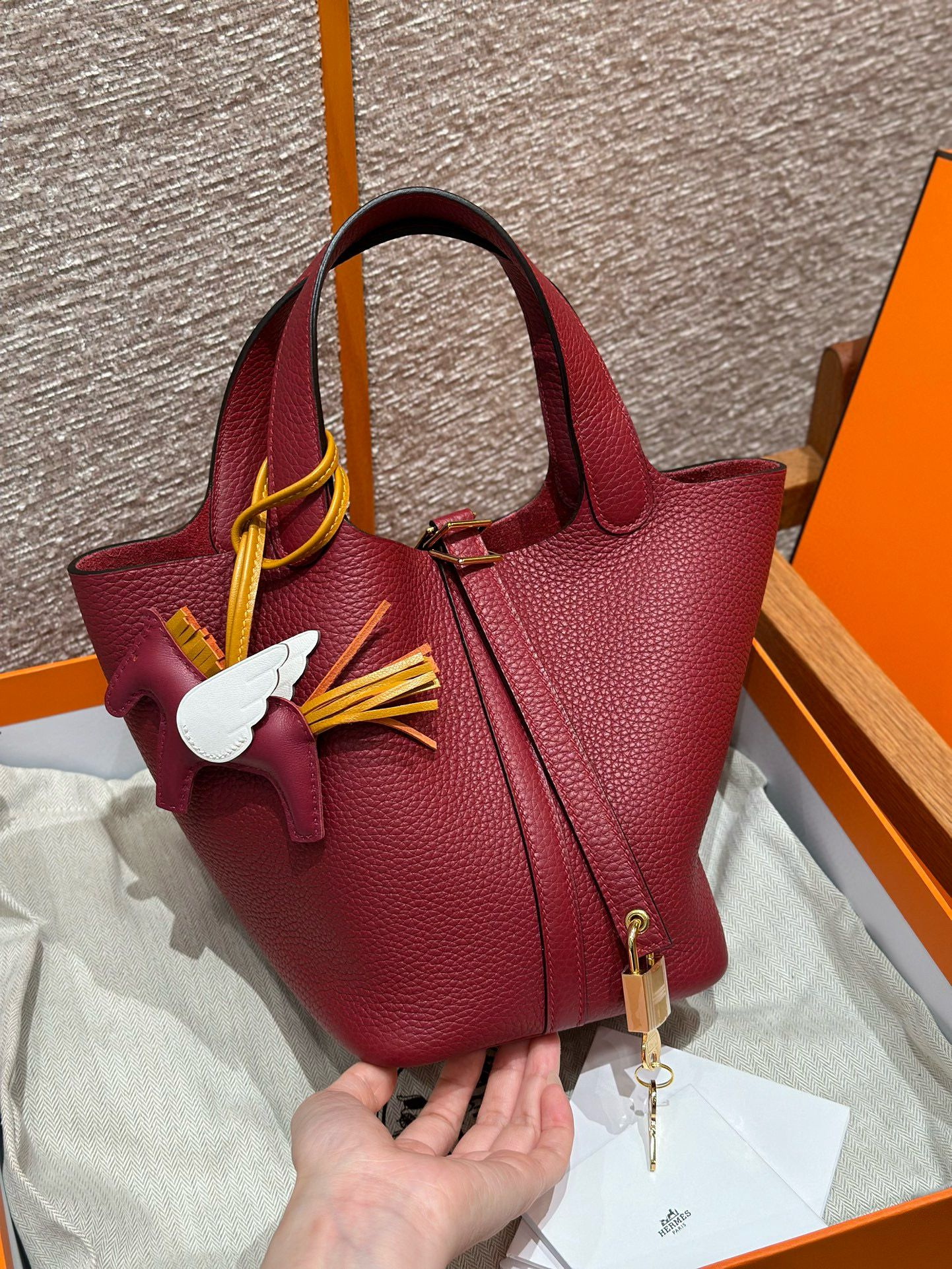에르메스 Hermes Picotin lock 18cm clemence K1 Rouge grenat/gold