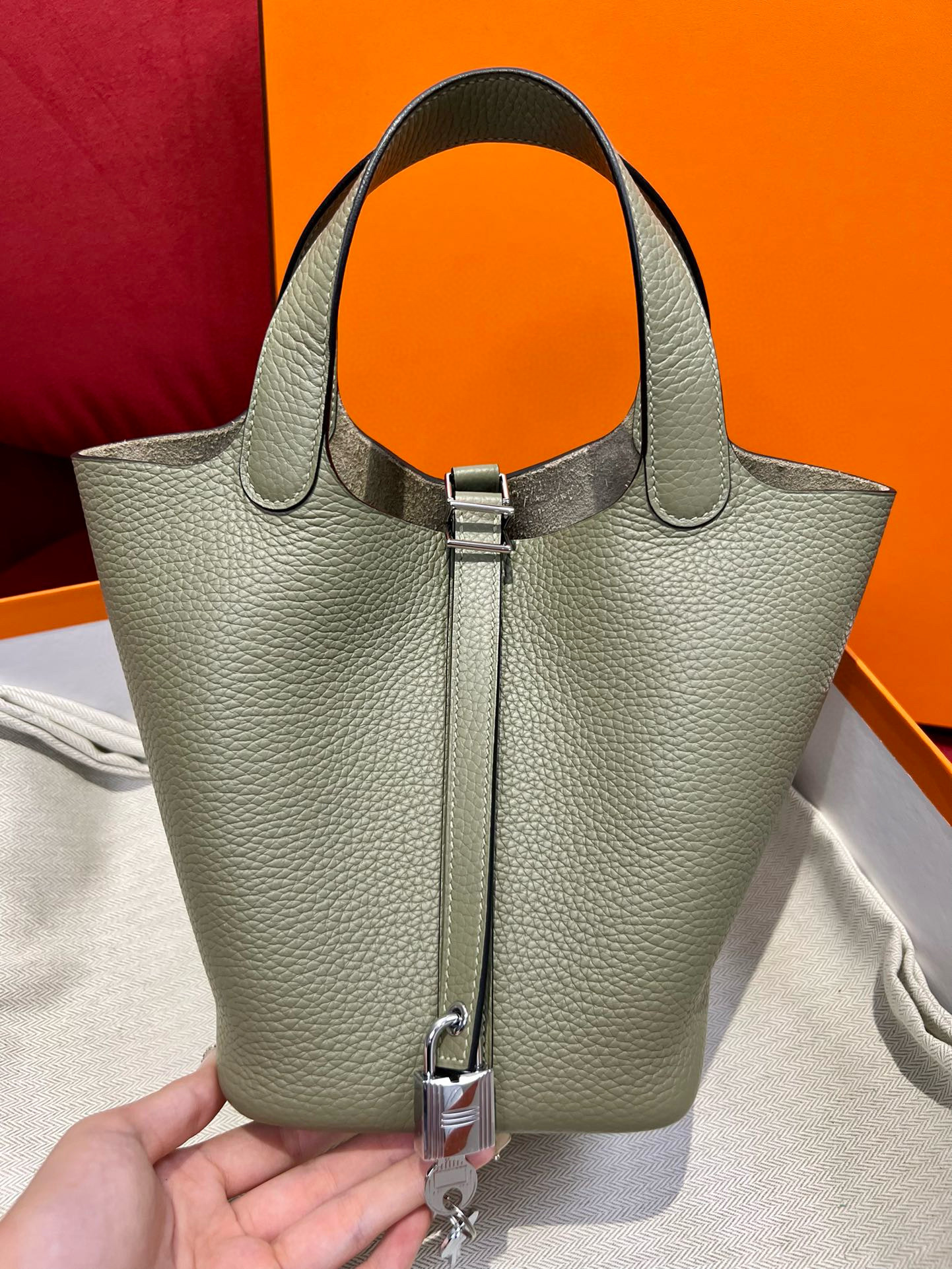 에르메스 Hermes Picotin lock 18cm clemence Q1 Sauge/silver