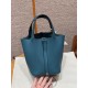 에르메스 Hermes Picotin lock 18cm clemence W0 Vert Bosphore/sliver