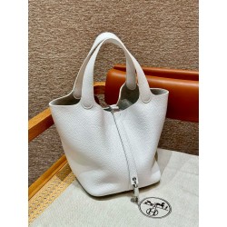 에르메스 Hermes Picotin lock 22cm clemence 01 Blanc/silver