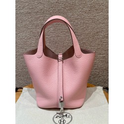 에르메스 Hermes Picotin lock 22cm clemence 3Q Rose Sakure/silver
