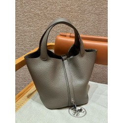 에르메스 Hermes Picotin lock 22cm clemence 8F Gris etain/silver