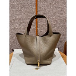 에르메스 Hermes Picotin lock 22cm clemence 8Q Beige Marfa/gold