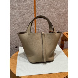 에르메스 Hermes Picotin lock 22cm clemence 8Q Beige Marfa/silver