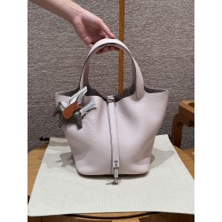 에르메스 Hermes Picotin lock 22cm clemence 09 Mauve pale/silver