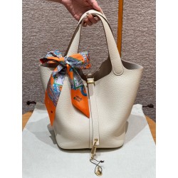 에르메스 Hermes Picotin lock 22cm clemence 10 Craie/gold