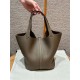에르메스 Hermes Picotin lock 22cm clemence 18 Etoupe/silver