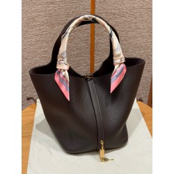 에르메스 Hermes Picotin lock 22cm clemence 46 Ebene/gold