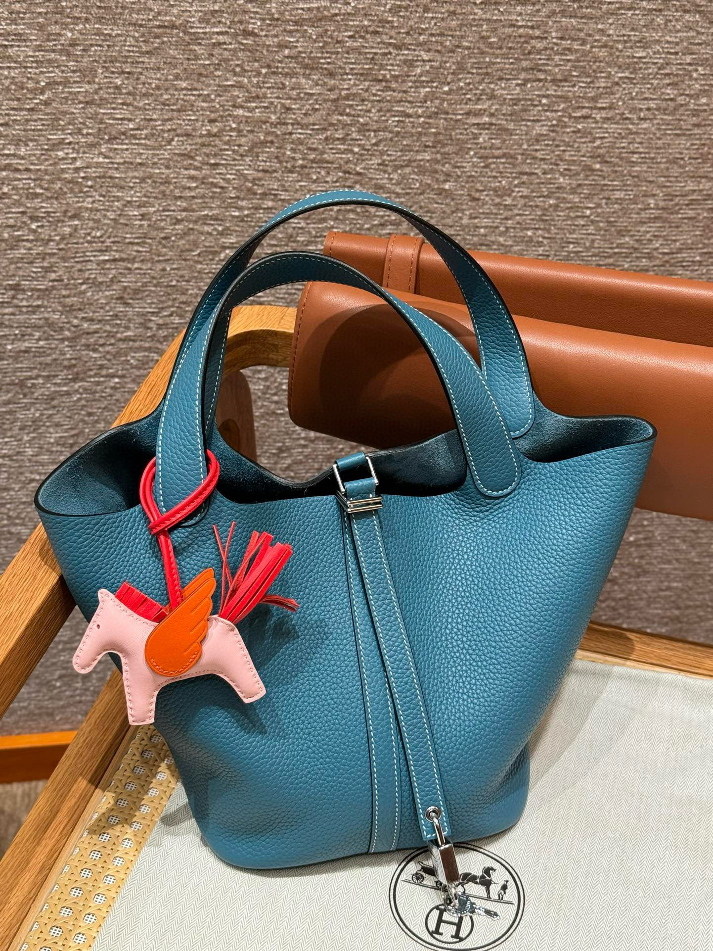 에르메스 Hermes Picotin lock 22cm clemence 75 Blue Jean/silver