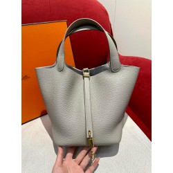 에르메스 Hermes Picotin lock 22cm clemence 80 pearl Gray/gold