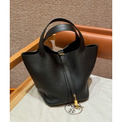 에르메스 Hermes Picotin lock 22cm clemence 89 Noir/gold