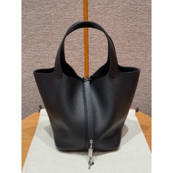 에르메스 Hermes Picotin lock 22cm clemence 89 Noir/silver