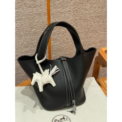 에르메스 Hermes Picotin lock 22cm clemence 89 Noir/silver