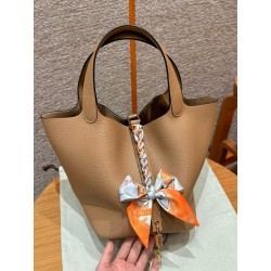 에르메스 Hermes Picotin lock 22cm clemence OM Chai/gold