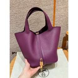 에르메스 Hermes Picotin lock 22cm clemence P9 Anemone/gold