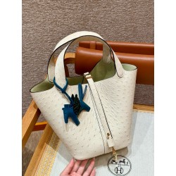 에르메스 Hermes Picotin lock 22cm KK ostrich i2 Nata/gold