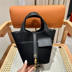 에르메스 Hermes Picotin Cargo 18cm Canvas 89 Noir/gold