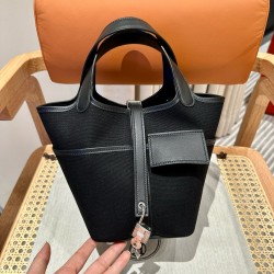 에르메스 Hermes Picotin Cargo 18cm Canvas 89 Noir/silver