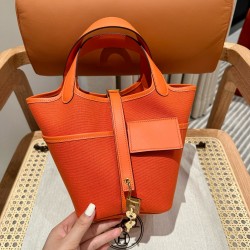 에르메스 Hermes Picotin Cargo 18cm Canvas 93 Orange/gold