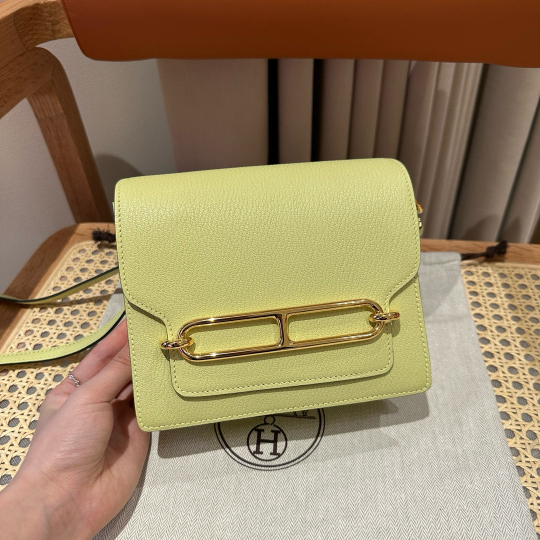 에르메스 Hermes Roulis 18cm Chevre R9 Jaune Bourgeon/gold