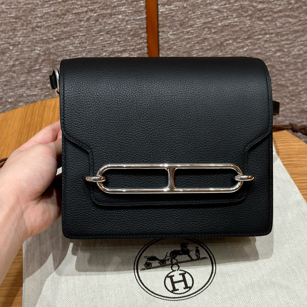 에르메스 Hermes Roulis 18cm Evercolor 89 Noir/silver