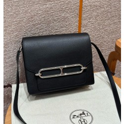 에르메스 Hermes Roulis 23cm Evercolor 89 Noir/silver