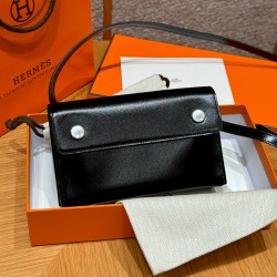 에르메스 Hermes Snap Wallet 18.5cm Box 89 Noir/silver