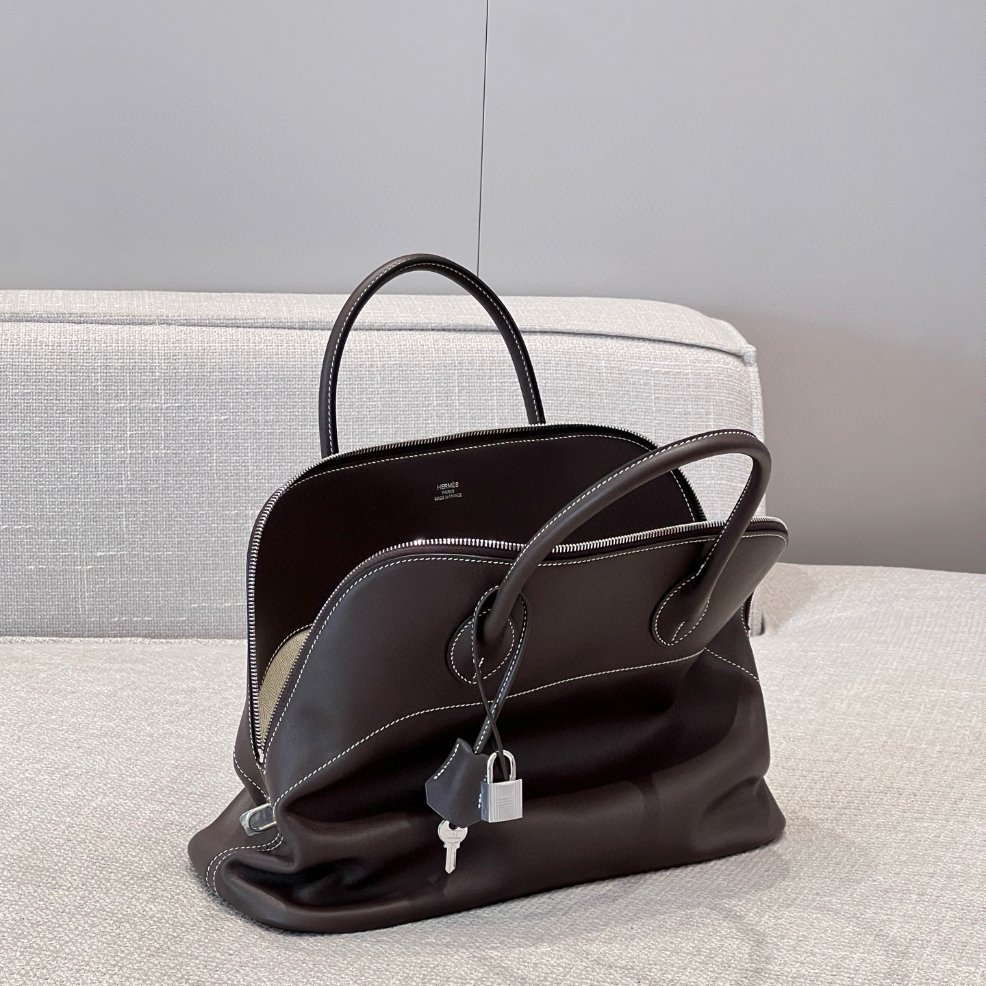 에르메스 Hermes Bolide relax 35cm Swift 46 Ebene/silver