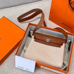 에르메스 Hermes Mini Herbag canvas 37 Gold/silver