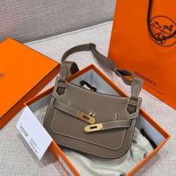 에르메스 Hermes Jypsiere mini Germany Leather 18 Etoupe/gold