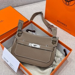 에르메스 Hermes Jypsiere mini Germany Leather 18 Etoupe/silver