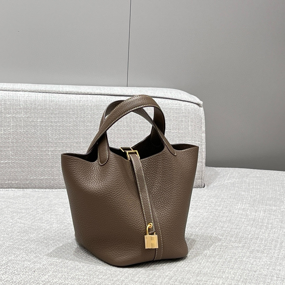 에르메스 Hermes Picotin 18cm TC 18 Etoupe/gold