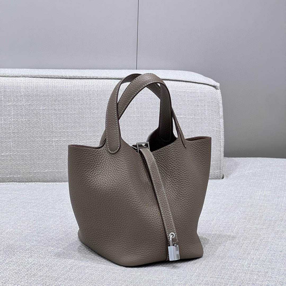 에르메스 Hermes Picotin 18cm TC 18 Etoupe/silver