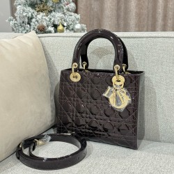 디올 Dior Lady 24cm 탑 핸들백 Cherries