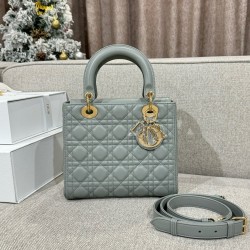 디올 Dior Lady 24cm 탑 핸들백 grey