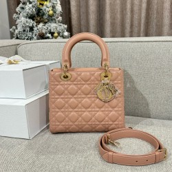 디올 Dior Lady 24cm 탑 핸들백 Milk tea color