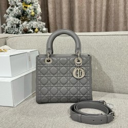 디올 Dior Lady 24cm 탑 핸들백 grey/silver