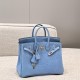 에르메스 Hermes Brikin 25cm France Hcp Alligator crocodile 3Z Bleu Saint Cyr/silver