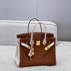 에르메스 Hermes Brikin 30cm Germany Leather 37 Gold and 10 Craie/gold