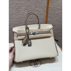 에르메스 Hermes Birkin 25cm Togo 10 Craie and 81 Gris tourterlle/silver