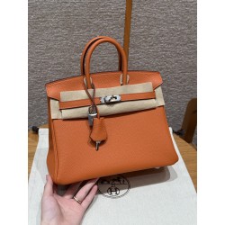 에르메스 Hermes Birkin 25cm Togo 93 Orange/silver