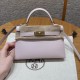 에르메스 Hermes Mini Kelly 19cm Chèvre 09 Mauve pale/gold