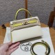 에르메스 Hermes Mini Kelly 19cm Epsom 10 Craie and 9R Lime/gold
