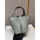 에르메스 Hermes Picotin lock 18cm KK ostrich 8U Blue glacier/silver