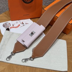 에르메스 Hermes Kelly Pocket strap Epsom and Swift 09 Mauve pale and 37 Gold/silver